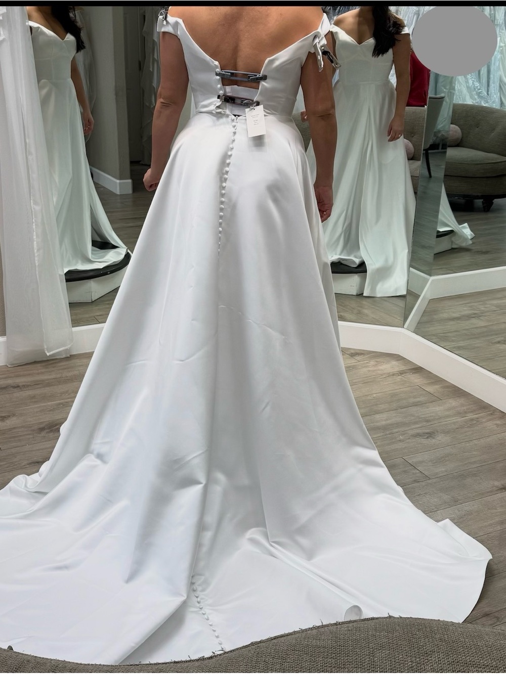 Classic Off-Shoulder White Bridal Ball Gown Dress - Picture 3 of 3